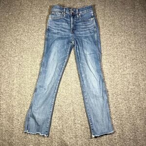 Madewell Jeans Womens 23 Stovepipe Blue Denim Tall Medium Wash Straight Raw